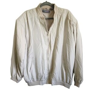 Gianni Cortese XXL Mens Jacket Beige Full Zip Bomber‎ Silk Italian Vintage
